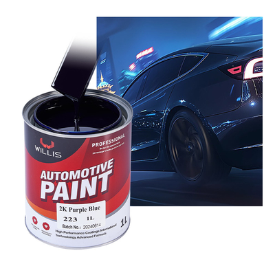 Carrocería de carcasa de relleno sólido de alto brillo endurecedor, fuerte adhesión 2k pintura metálica 2k púrpura azul pintura automotriz de color