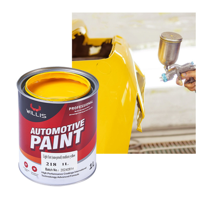 Color de pintura de automóvil sólido personalizado, resistente al clima estable 2k pintura de pulverización 2K amarillo medio pintura de auto-refinación