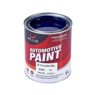 Suministro de fábrica WILLIS 2K Pintura de automóviles azul verdoso recubrimiento líquido de automoción de la capa superior de resina acrílica Basecoat para el recubrimiento de plástico