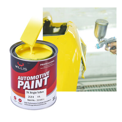 Pintura metálica automotriz amarilla brillante de alta calidad 2K para reparación de automóviles, recubrimiento en spray con pintura acrílica de alto brillo de dos componentes