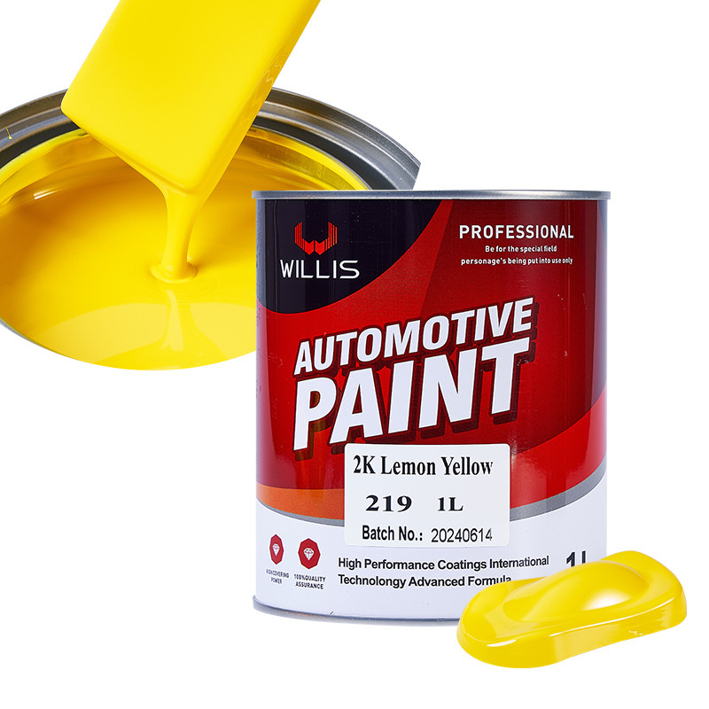 El líquido brillante metálico sólido 2k automotriz pinta color amarillo limón