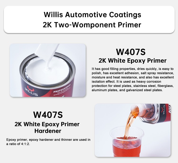 Venta caliente de pintura de primer de automoción de epoxi blanco resistente a la corrosión para molienda en seco pintura de epoxi de automóviles 2k primer de epoxi