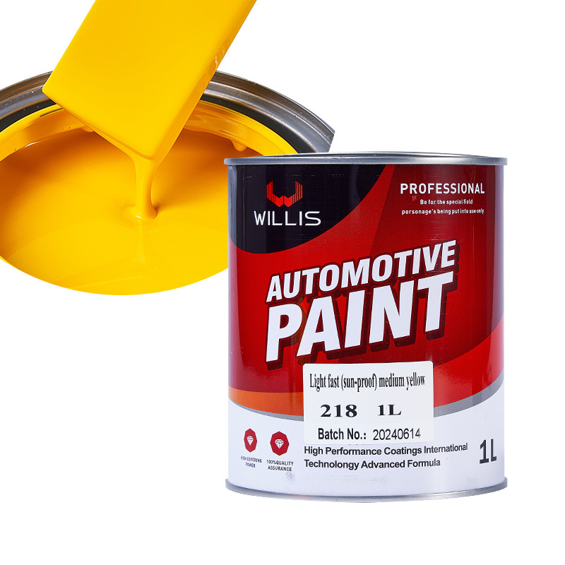 Color de pintura de automóvil sólido personalizado, resistente al clima estable 2k pintura de pulverización 2K amarillo medio pintura de auto-refinación