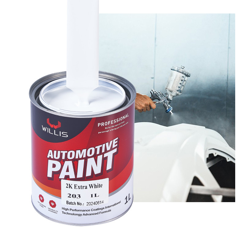Blanco metálico 2K Pintura sólida Cuerpo de coche Toque hasta Resistencia al agua de pulverización Pintura de acabado automático 2k Pintura de pulverización