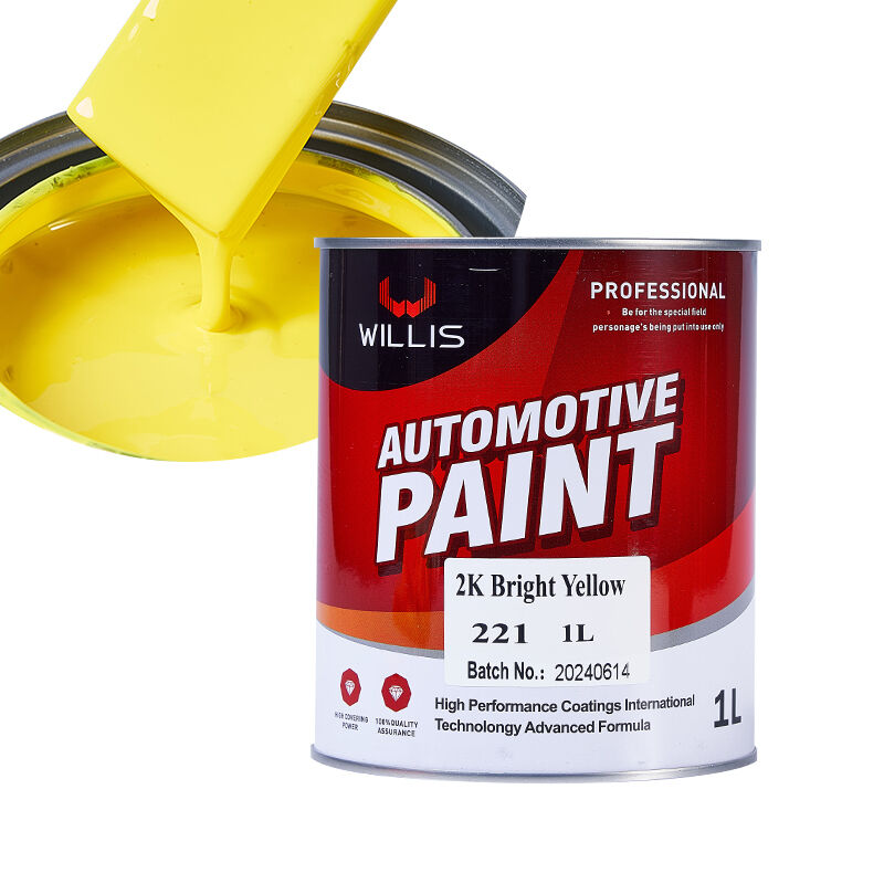 Pintura metálica automotriz amarilla brillante de alta calidad 2K para reparación de automóviles, recubrimiento en spray con pintura acrílica de alto brillo de dos componentes