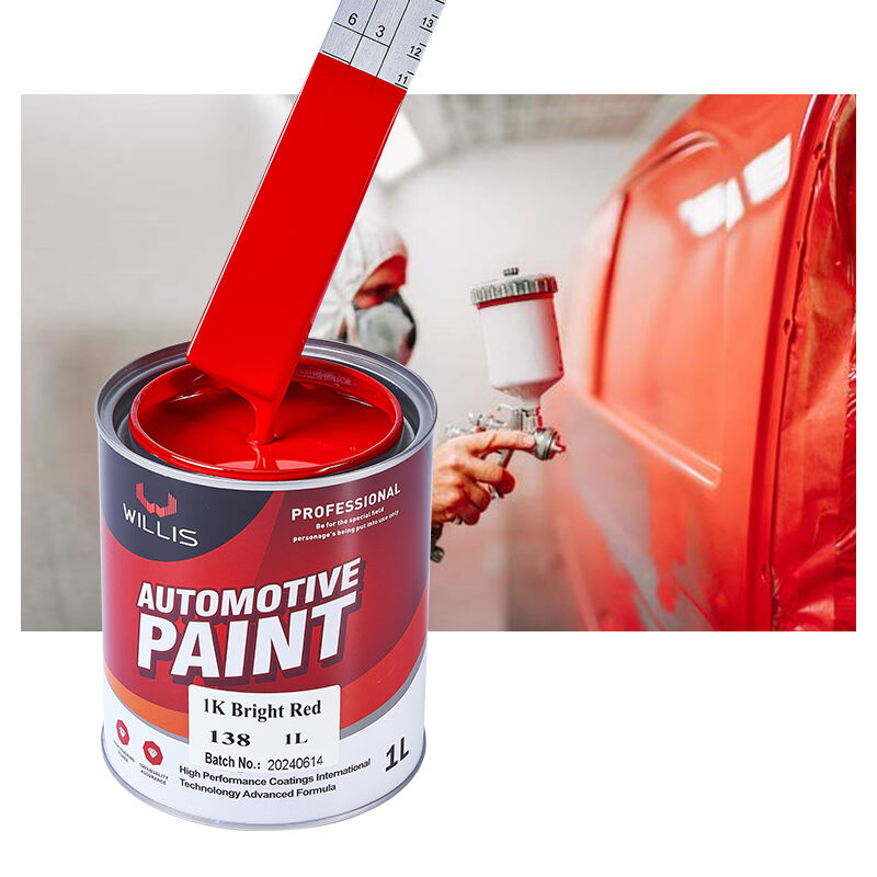 Pintura de automóvil acrílica de dos componentes de alta calidad 1K rojo brillante recubrimiento líquido para fábrica de reparación de automóviles precio al por mayor